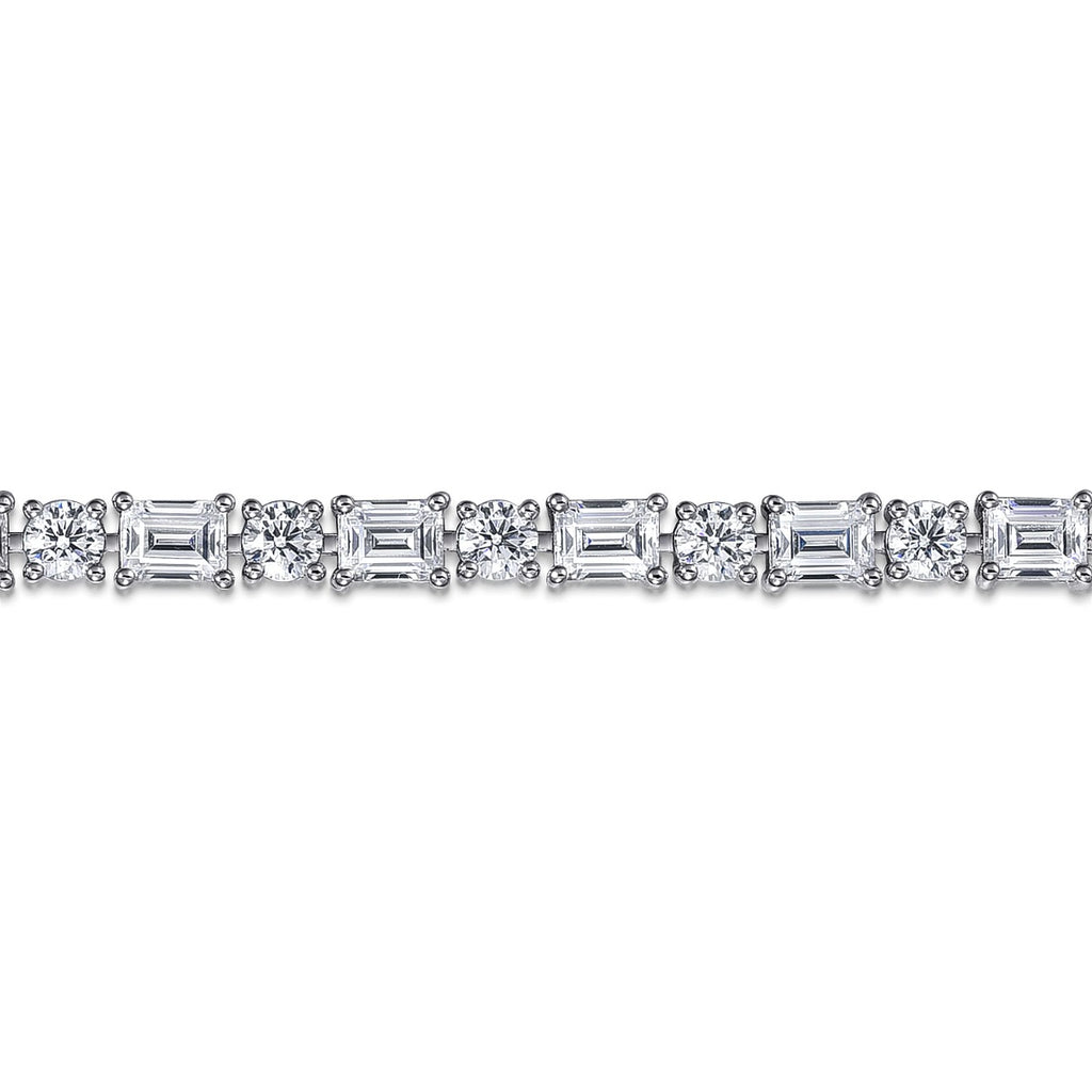 Seraph Skylark Monarch 18K White Gold Emerald cut and Round Diamond Tennis Bracelet