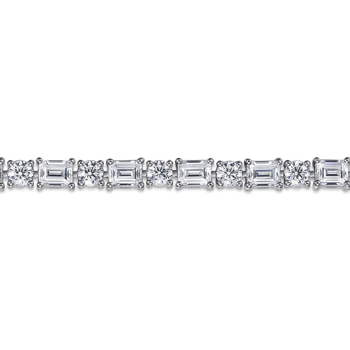 Seraph Skylark Monarch 18K White Gold Emerald cut and Round Diamond Tennis Bracelet