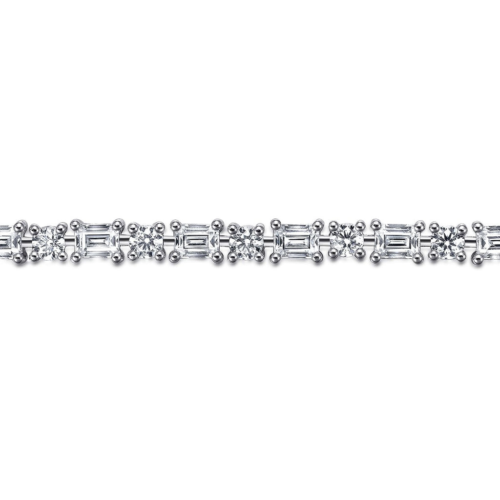Zephyra Radiance Harbor 18K White Gold Emerald cut and Round Diamond Tennis Bracelet