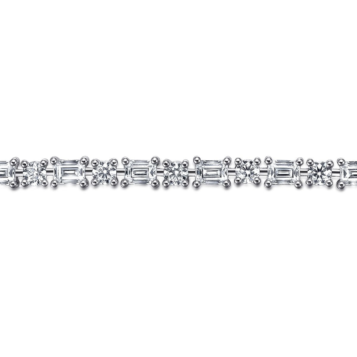 Zephyra Radiance Harbor 18K White Gold Emerald cut and Round Diamond Tennis Bracelet
