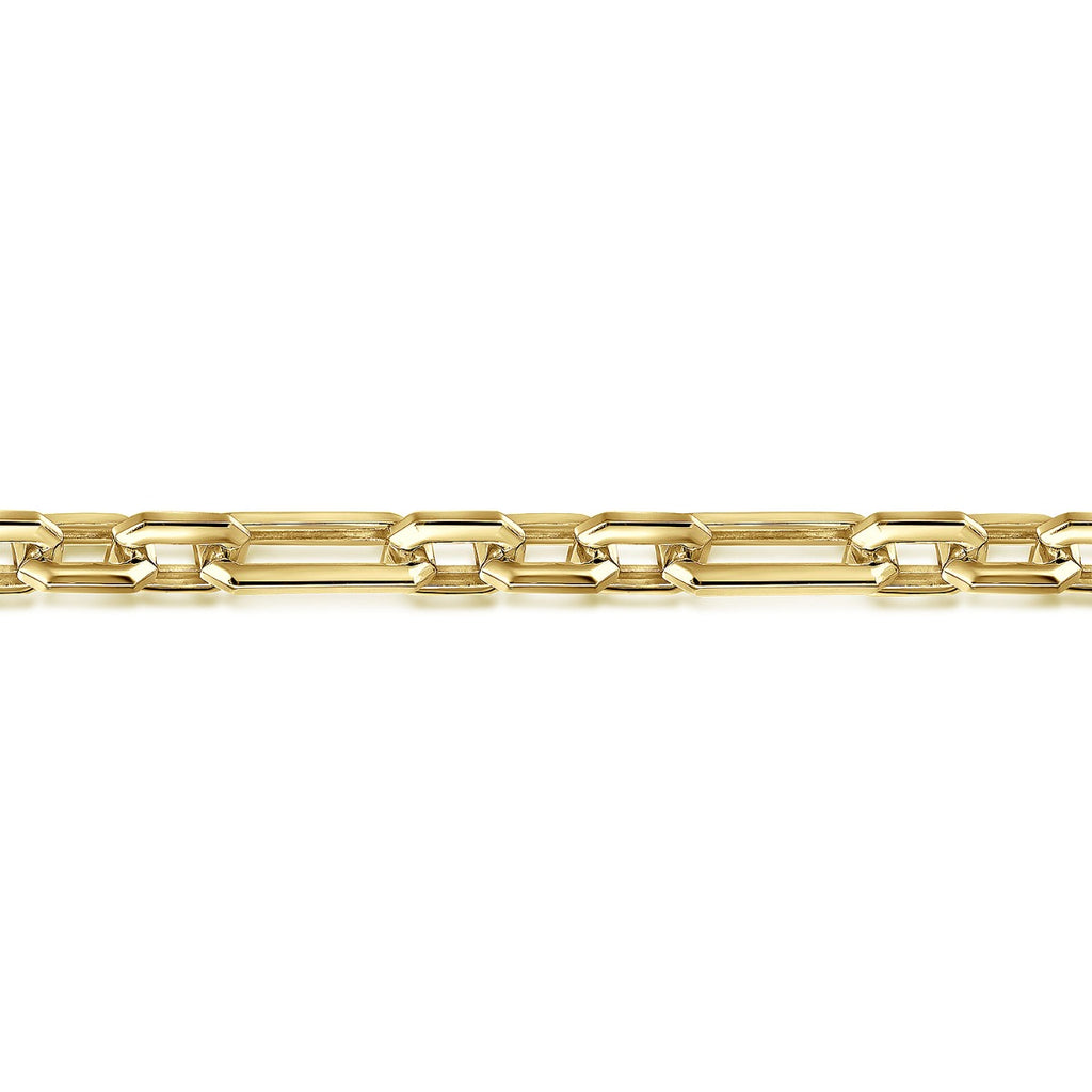 14K Yellow Gold Hollow Figaro Chain Bracelet