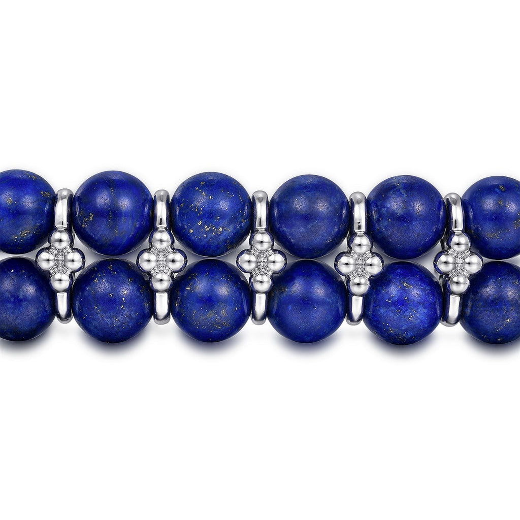 Sterling Silver 8mm Lapis Beaded Bracelet