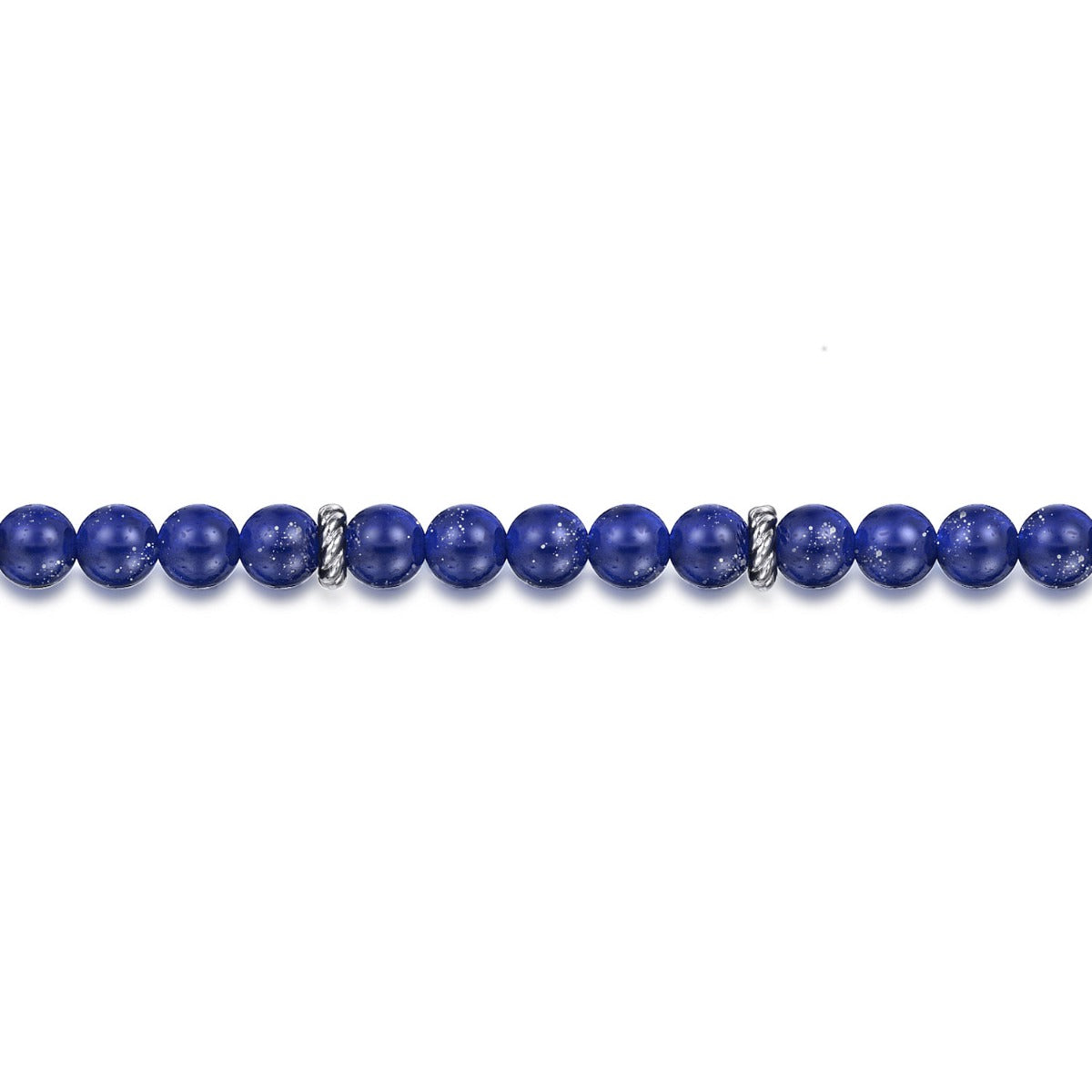 Sterling Silver and 6mm Lapis Beaded Bracelet