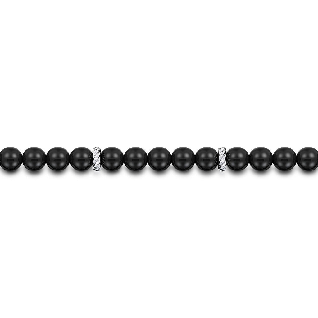 Sterling Silver and 6mm Onyx Beaded Bracelet