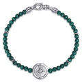 925 Sterling Silver Compass with 4mm Malachite Beads and White Sapphire