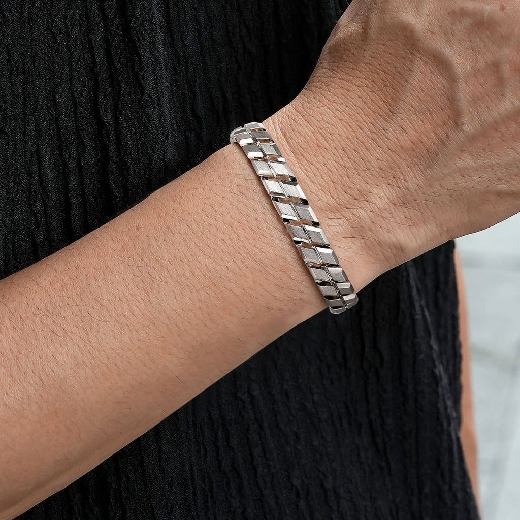 10mm 925 Sterling Silver Herringbone Men's Bracelet