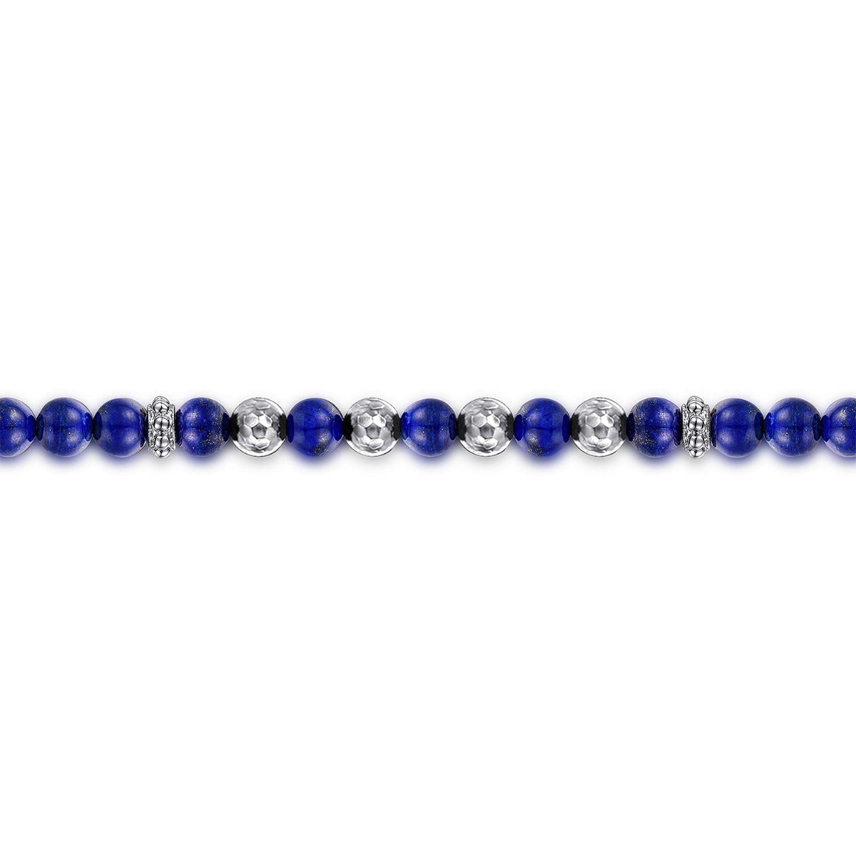 925 Sterling Silver and 6mm Lapis Beaded Bracelet