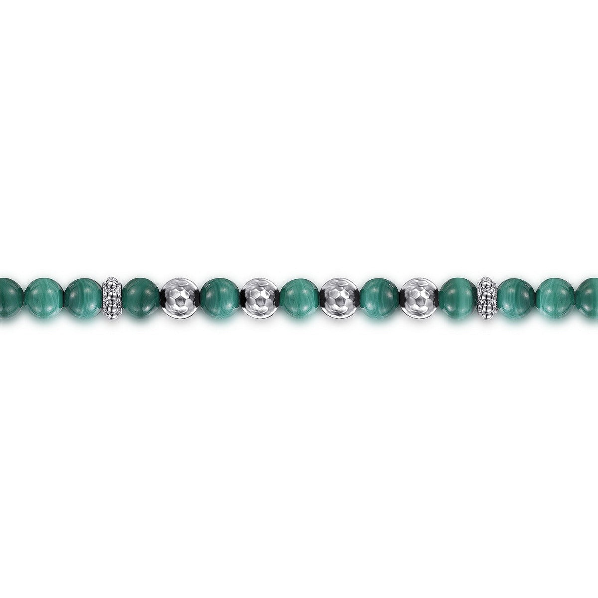 925 Sterling Silver and 6mm Malachite Beaded Bracelet