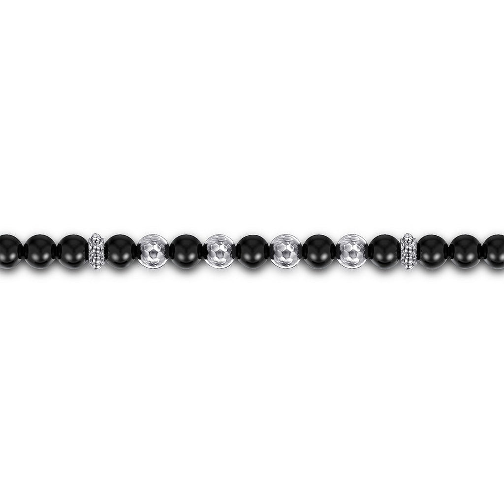 925 Sterling Silver and 6mm Onyx Beaded Bracelet