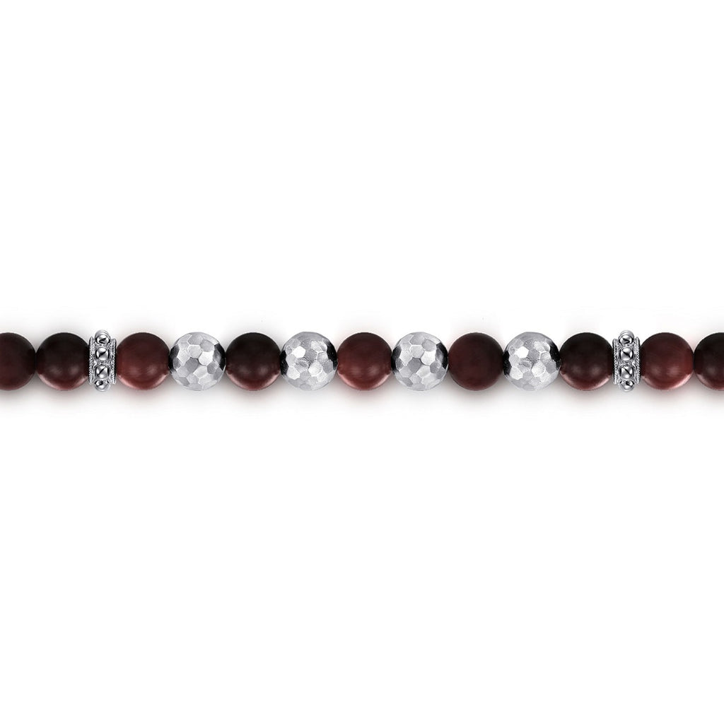 925 Sterling Silver and 6mm Tiger Eye Beaded Bracelet