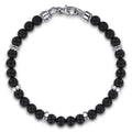 925 Sterling Silver and 6mm Black Titanium Bead Men's Bracelet