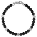 925 Sterling Silver and 6mm Black Titanium Sandblast Men's Beaded Bracelet