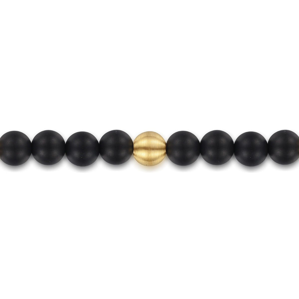 14K Yellow Gold and 6mm Black Titanium Sandblast Men's Beaded Bracelet