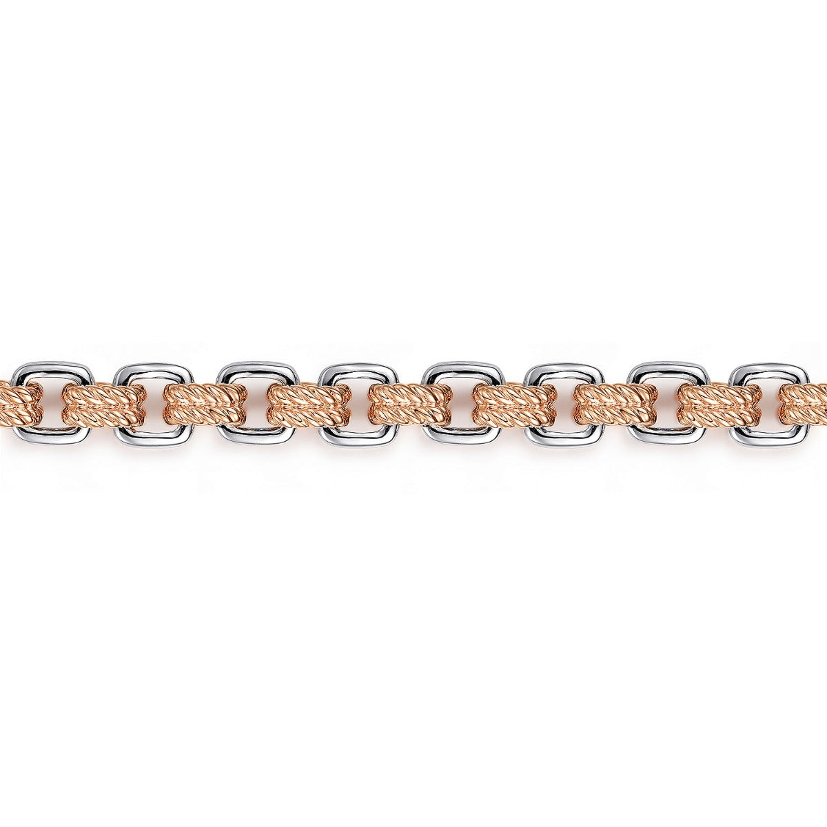 14K Rose-White Gold Two Tone Chain Bracelet
