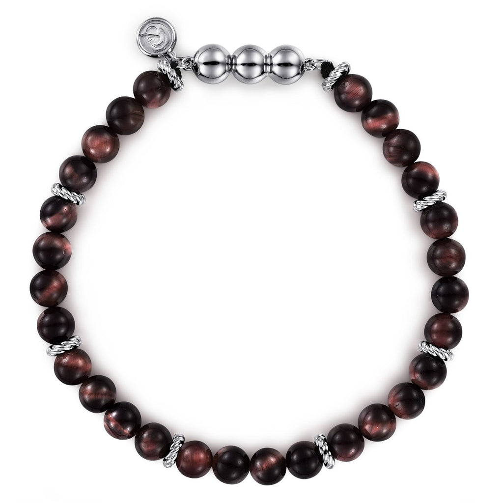925 Sterling Silver and 6mm Tiger Eye Beads Bracelet