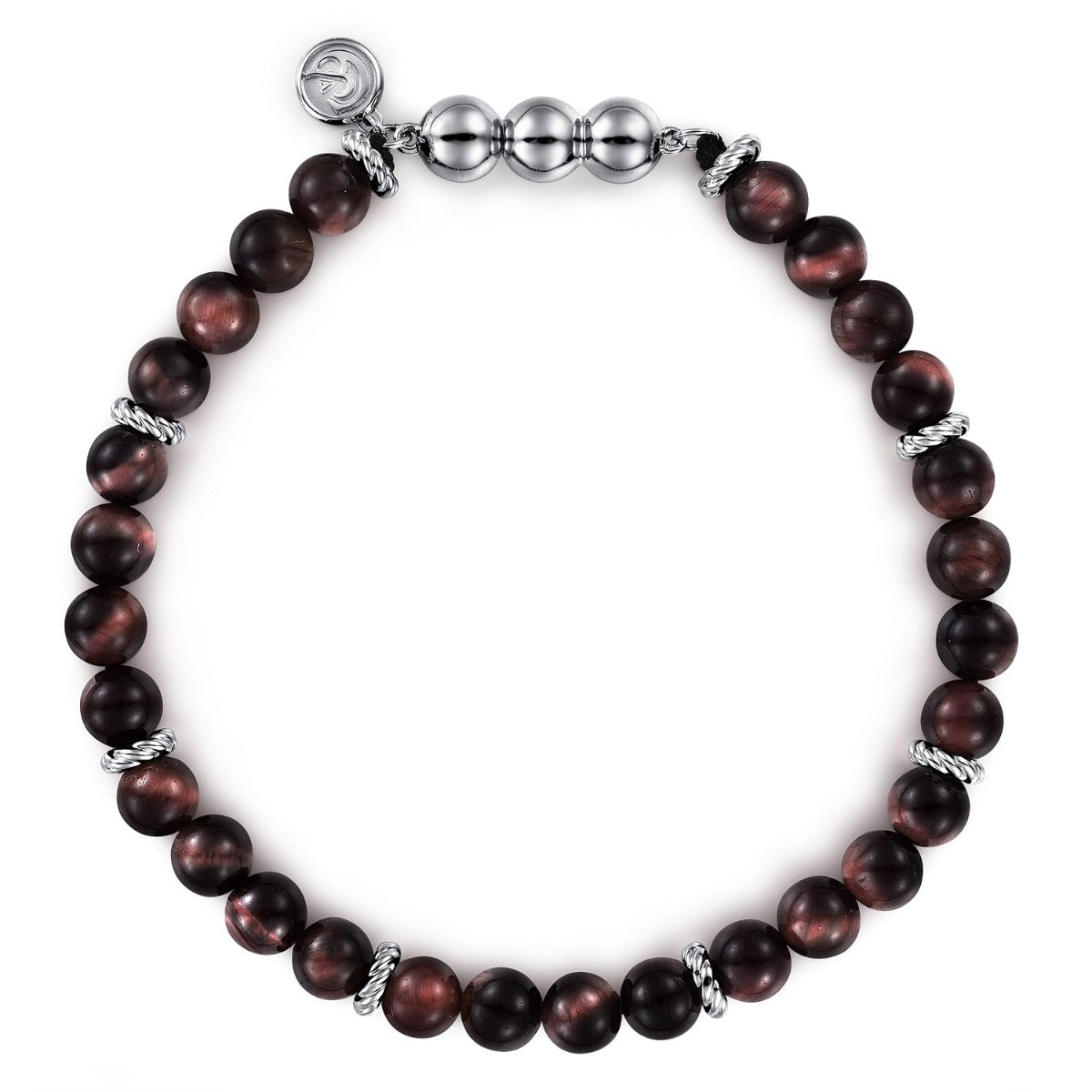 925 Sterling Silver and 6mm Tiger Eye Beads Bracelet
