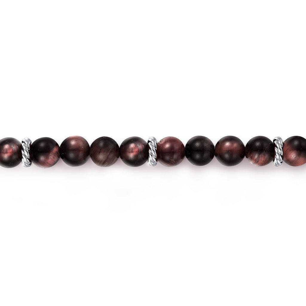 925 Sterling Silver and 6mm Tiger Eye Beads Bracelet