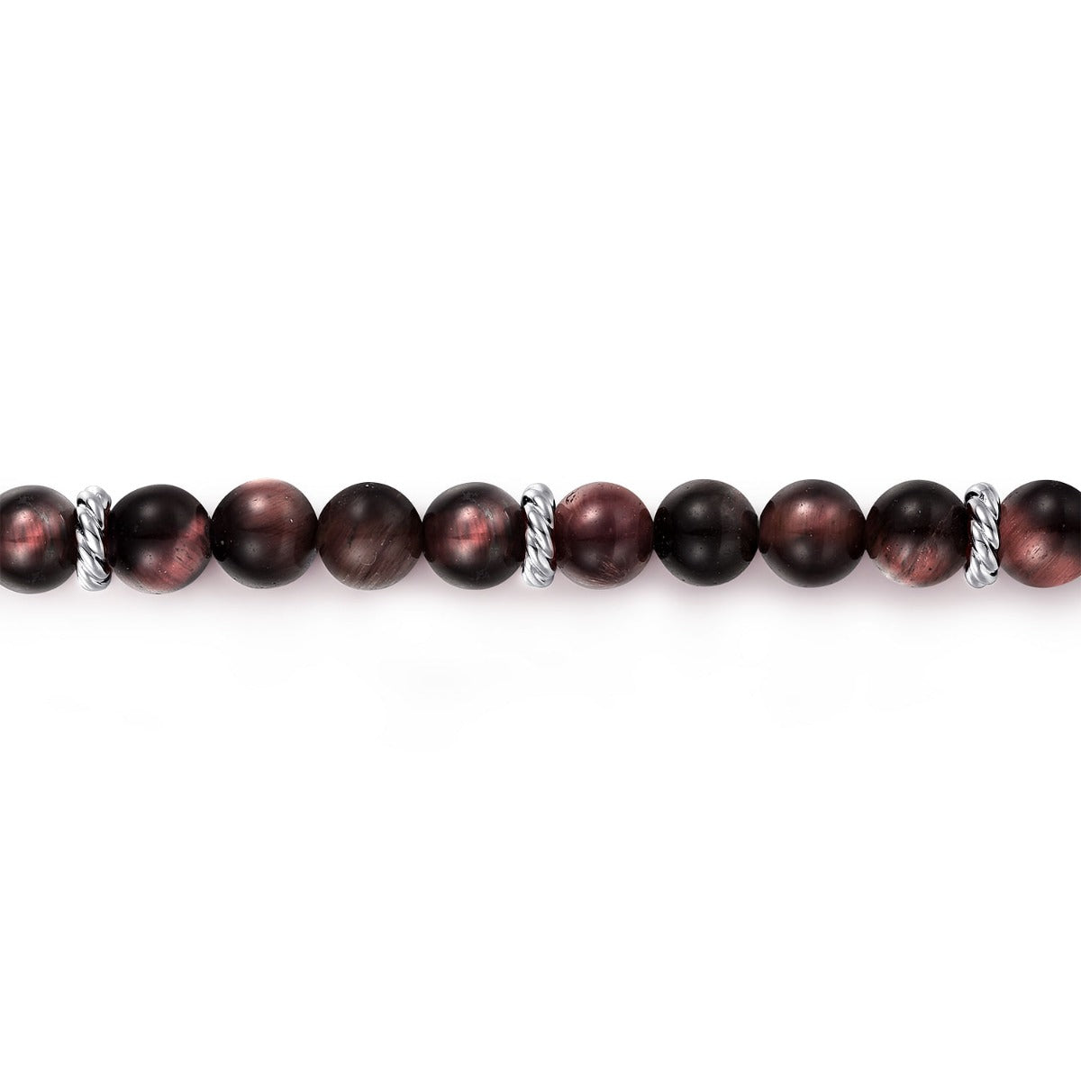 925 Sterling Silver and 6mm Tiger Eye Beads Bracelet