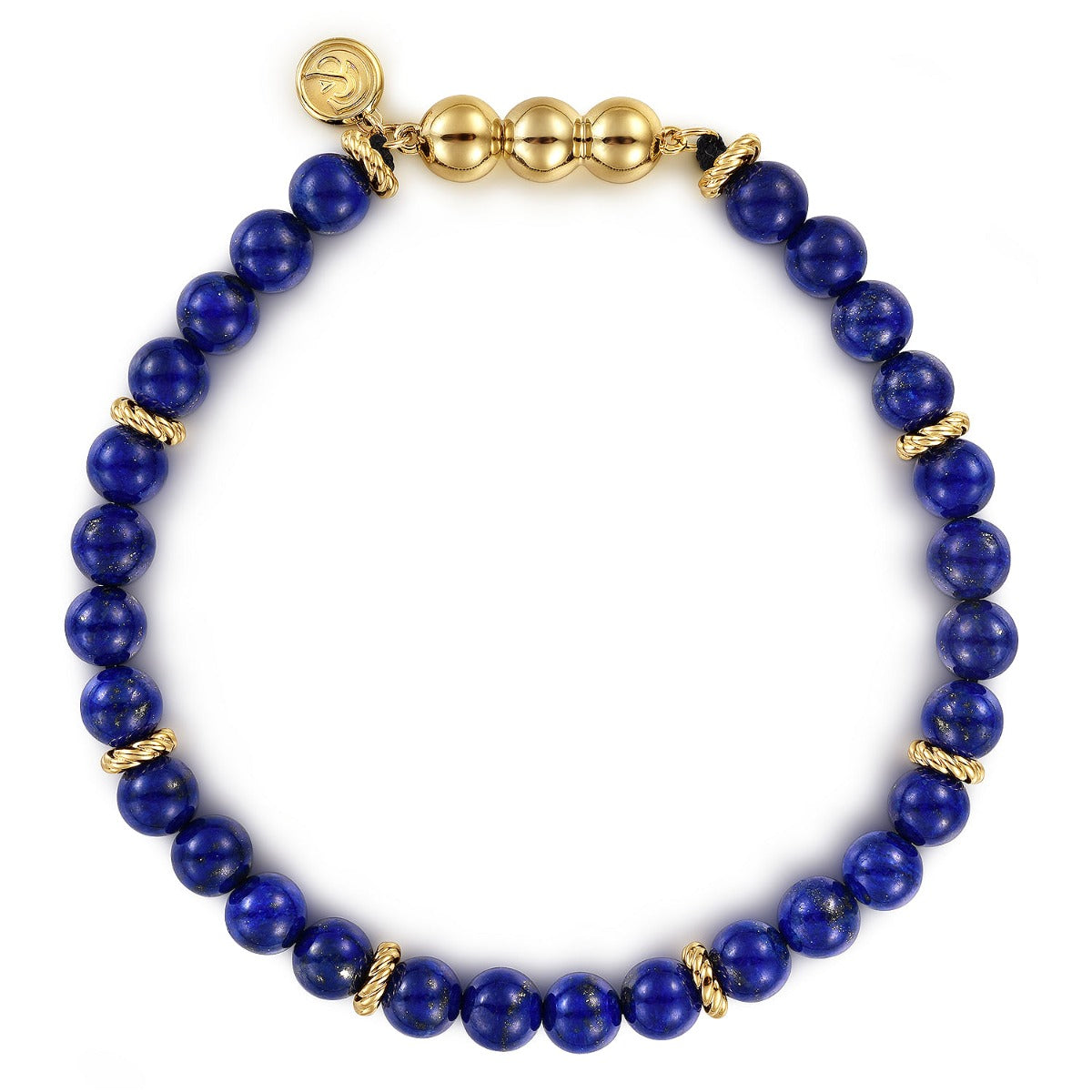 14K Yellow Gold Lapis Beads Bracele