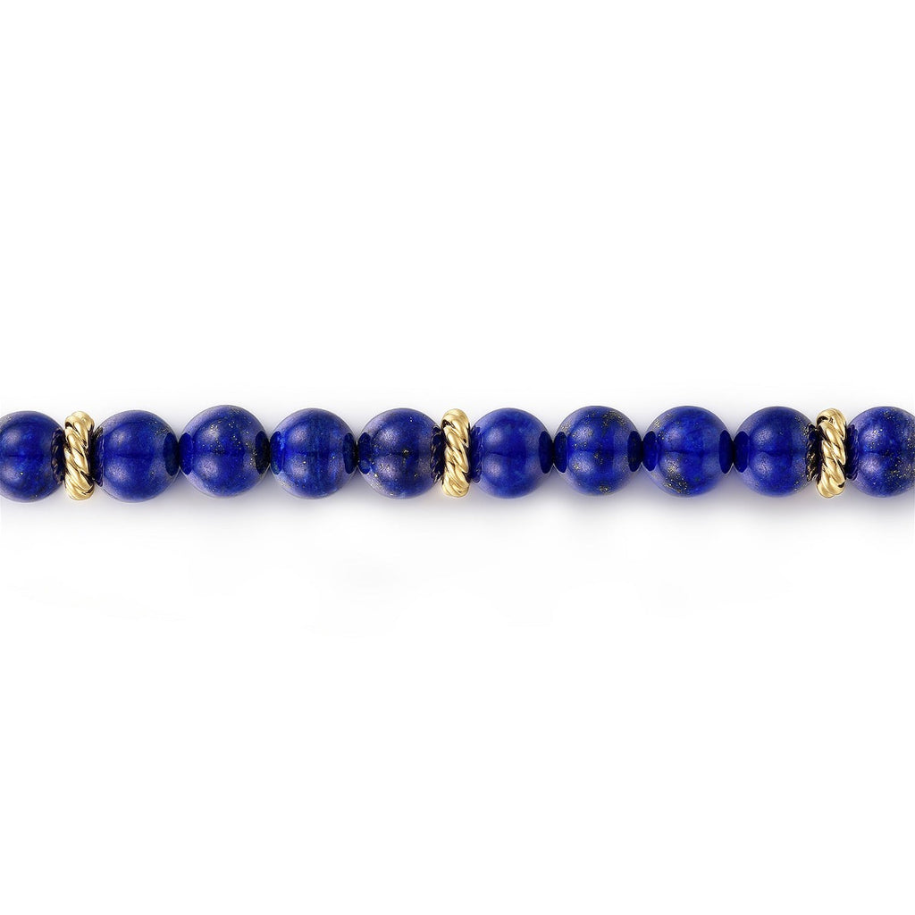 14K Yellow Gold Lapis Beads Bracele