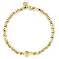 14K Yellow Gold Beaded Cross Bracelet