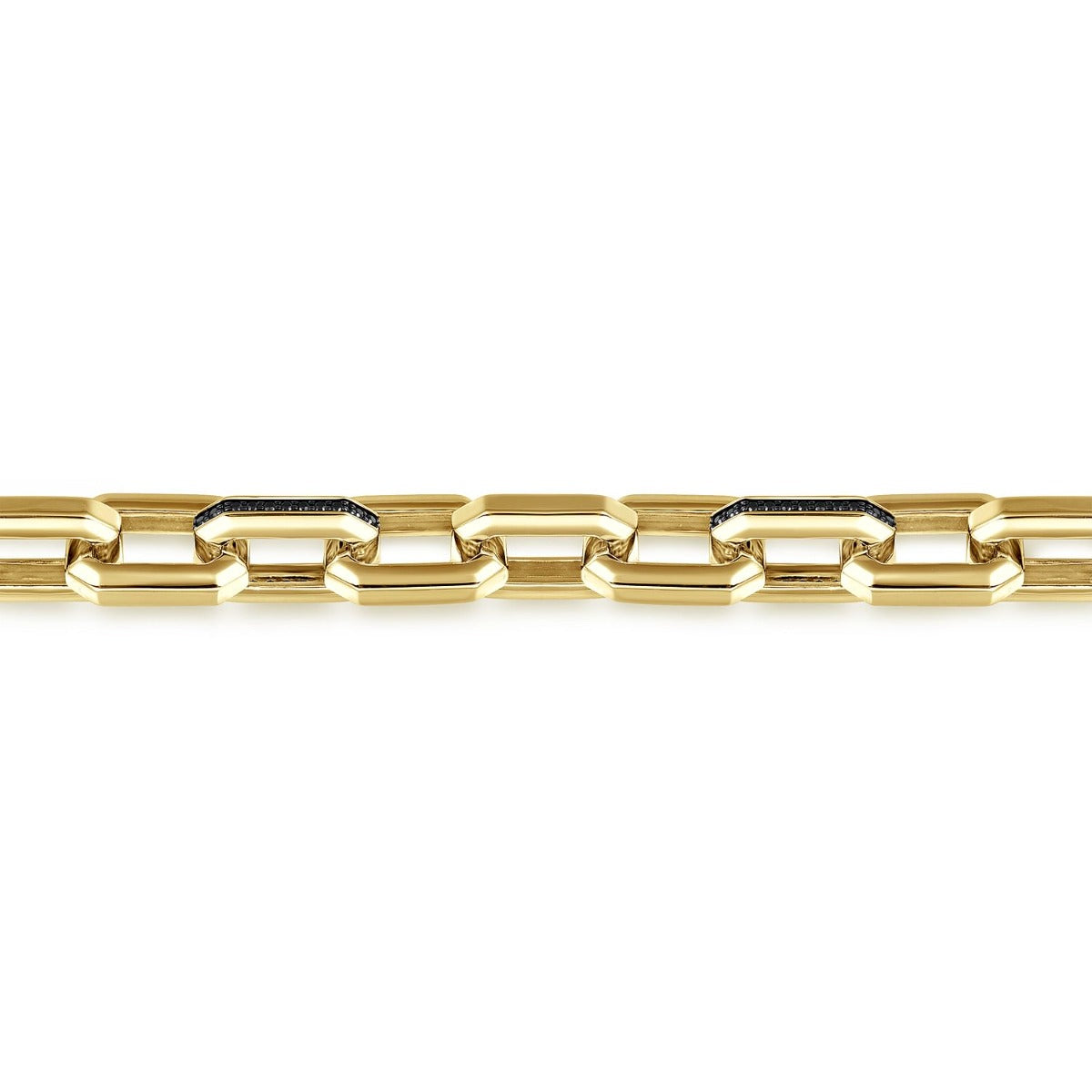 14K Yellow Gold Faceted Chain Black Diamond Bracelet