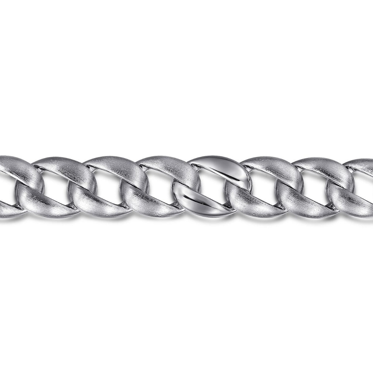 12mm Sterling Silver Flat Heavy Chain Bracelet