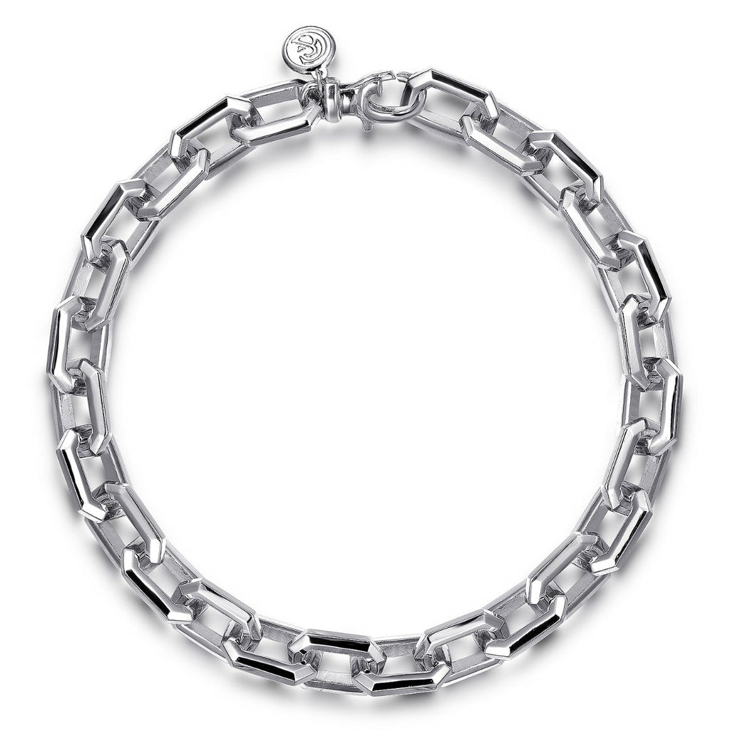 925 Sterling Silver Faceted Chain Bracelet