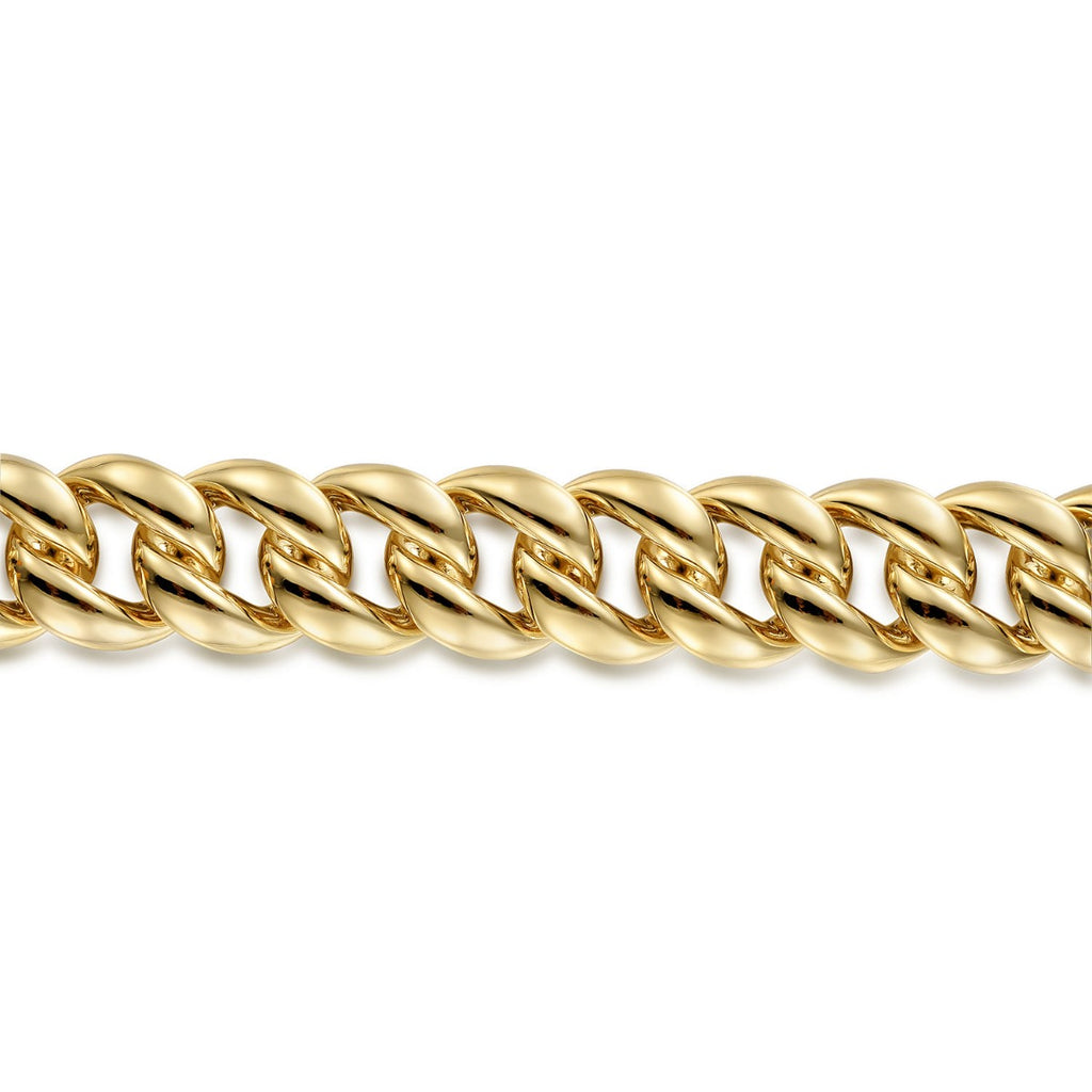 14K Yellow Gold 14mm Width Classic Plain Men's Cuban Bracelet