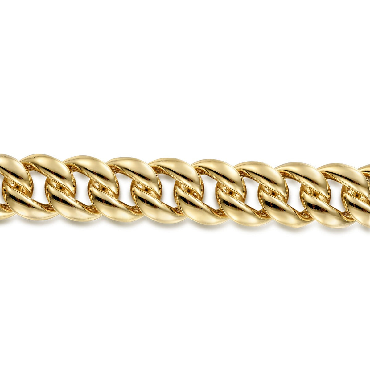 14K Yellow Gold 14mm Width Classic Plain Men's Cuban Bracelet