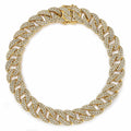 14K Yellow Gold 10mm Width Classic Diamond Men's Cuban Bracelet