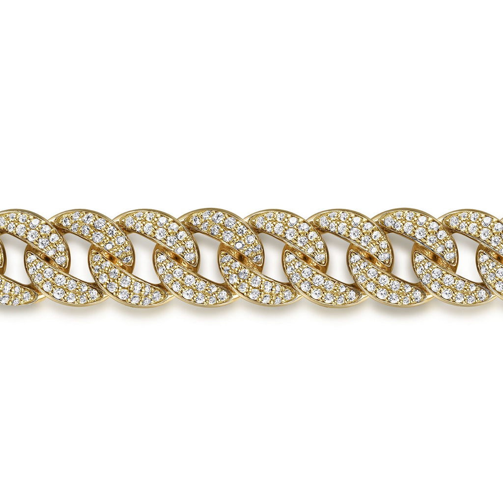 14K Yellow Gold 10mm Width Classic Diamond Men's Cuban Bracelet