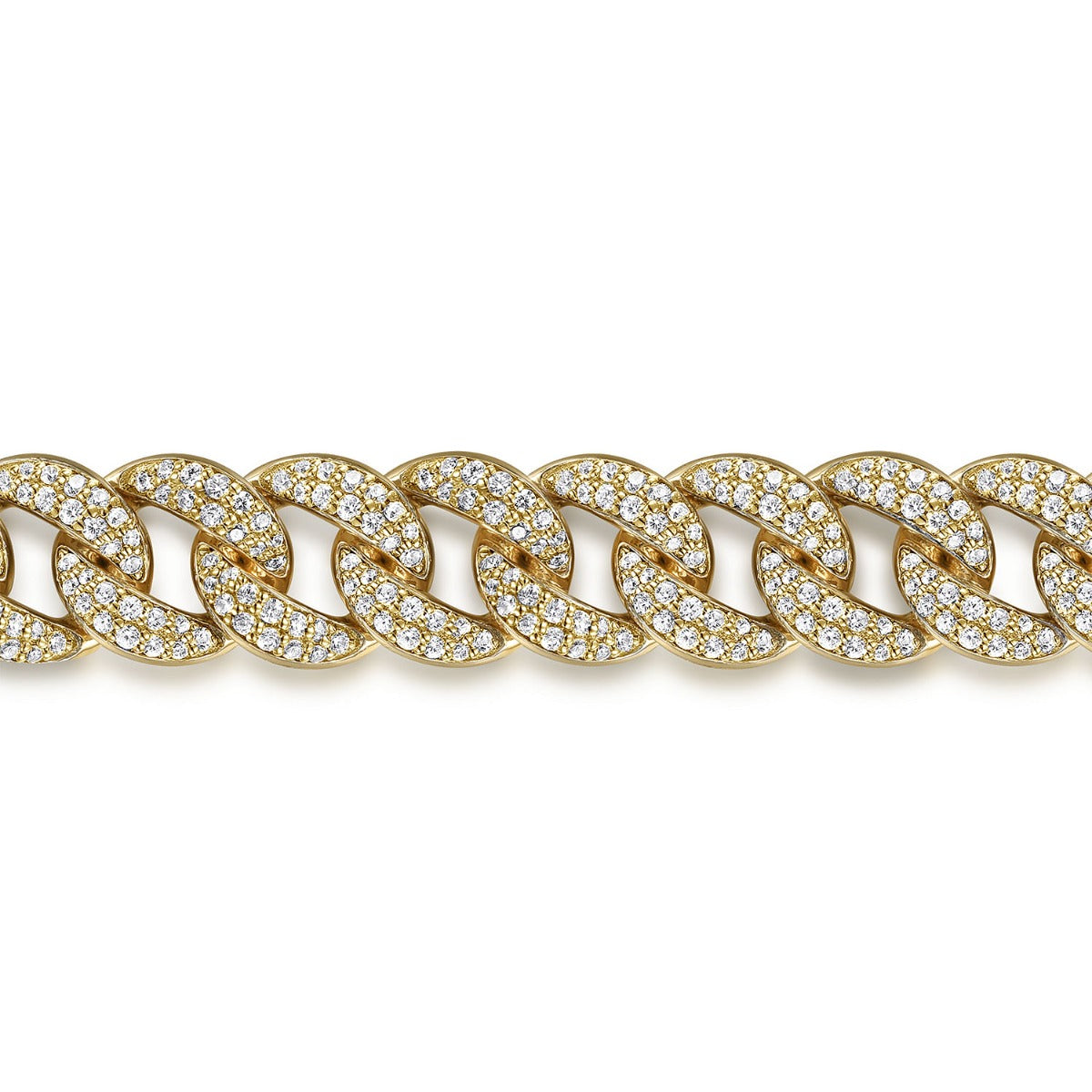 14K Yellow Gold 10mm Width Classic Diamond Men's Cuban Bracelet