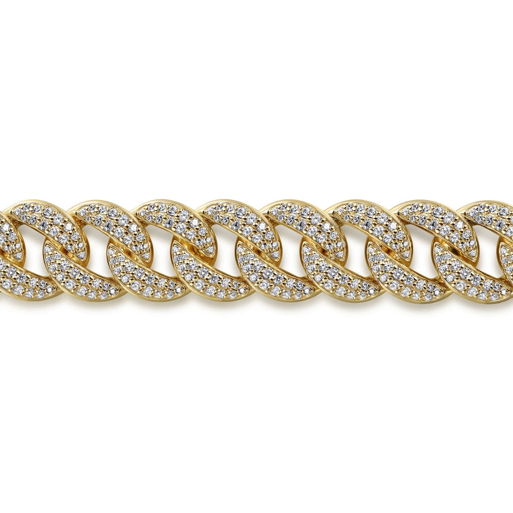 14K Yellow Gold 12mm Width Classic Diamond Men's Cuban Bracelet