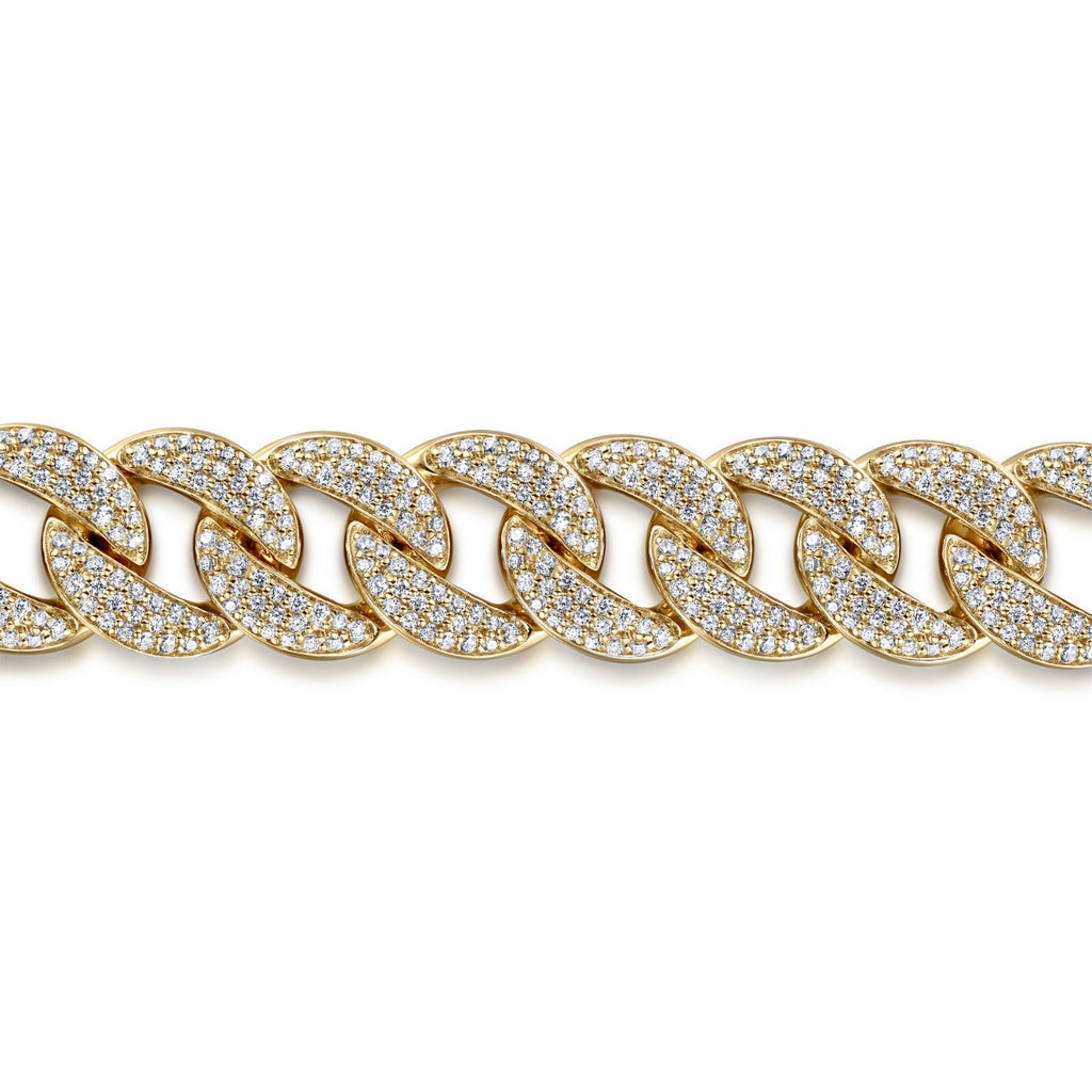 14K Yellow Gold 14mm Width Classic Diamond Men's Cuban Bracelet