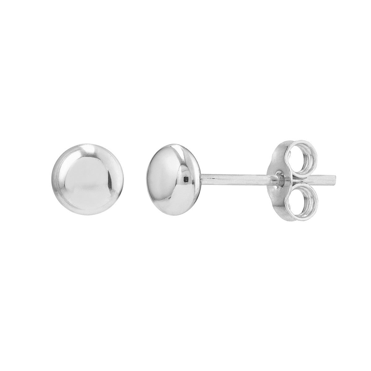 Solenne 14K White Gold 4.5mm Flat Round Pebble Stud Earrings