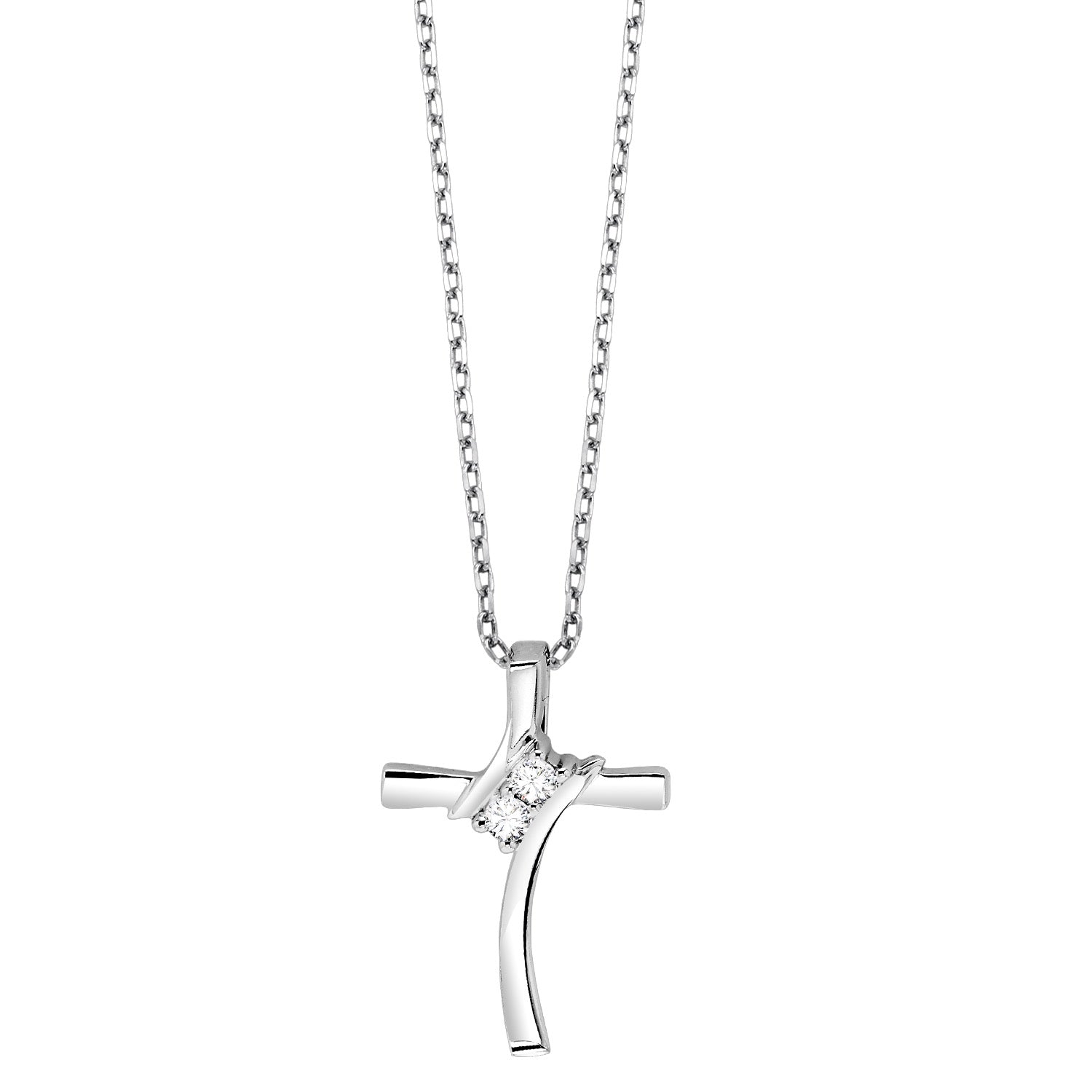 Sterling Silver Diamond Twogether Pendant 1/20ctw