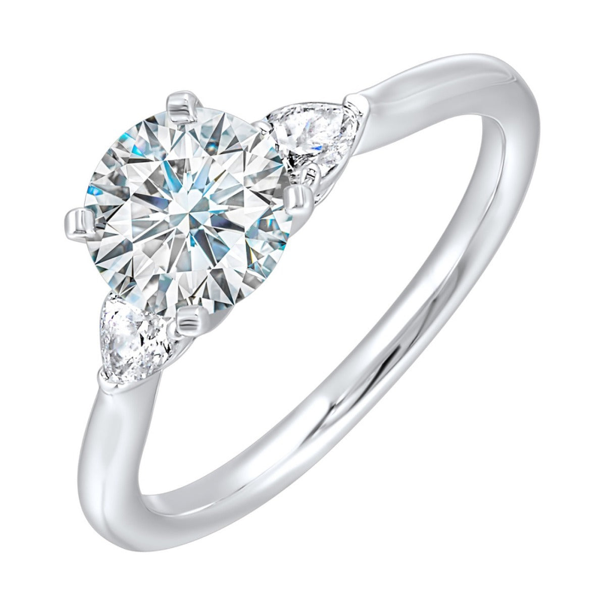 Virelle 14K White Gold 1/3CTW Diamond Mounting for 1CT Round Center