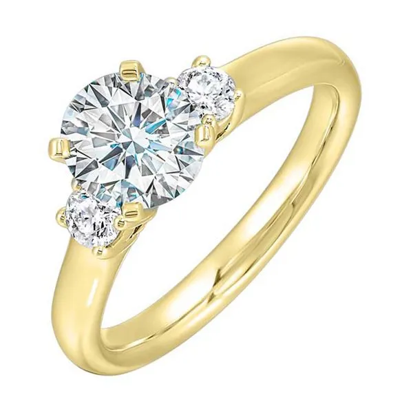 Yellow Gold Eternal Romance Three-Stone Semi Mount Ring