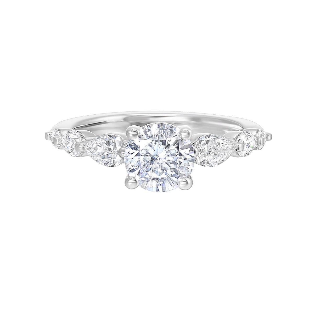 Radiant Harmony Pear Accent Semi-Mount Ring .54 CTW