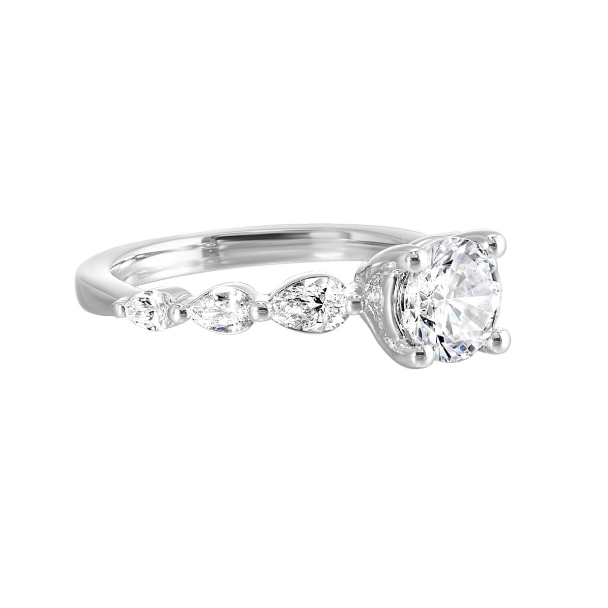 Radiant Harmony Pear Accent Semi-Mount Ring .54 CTW