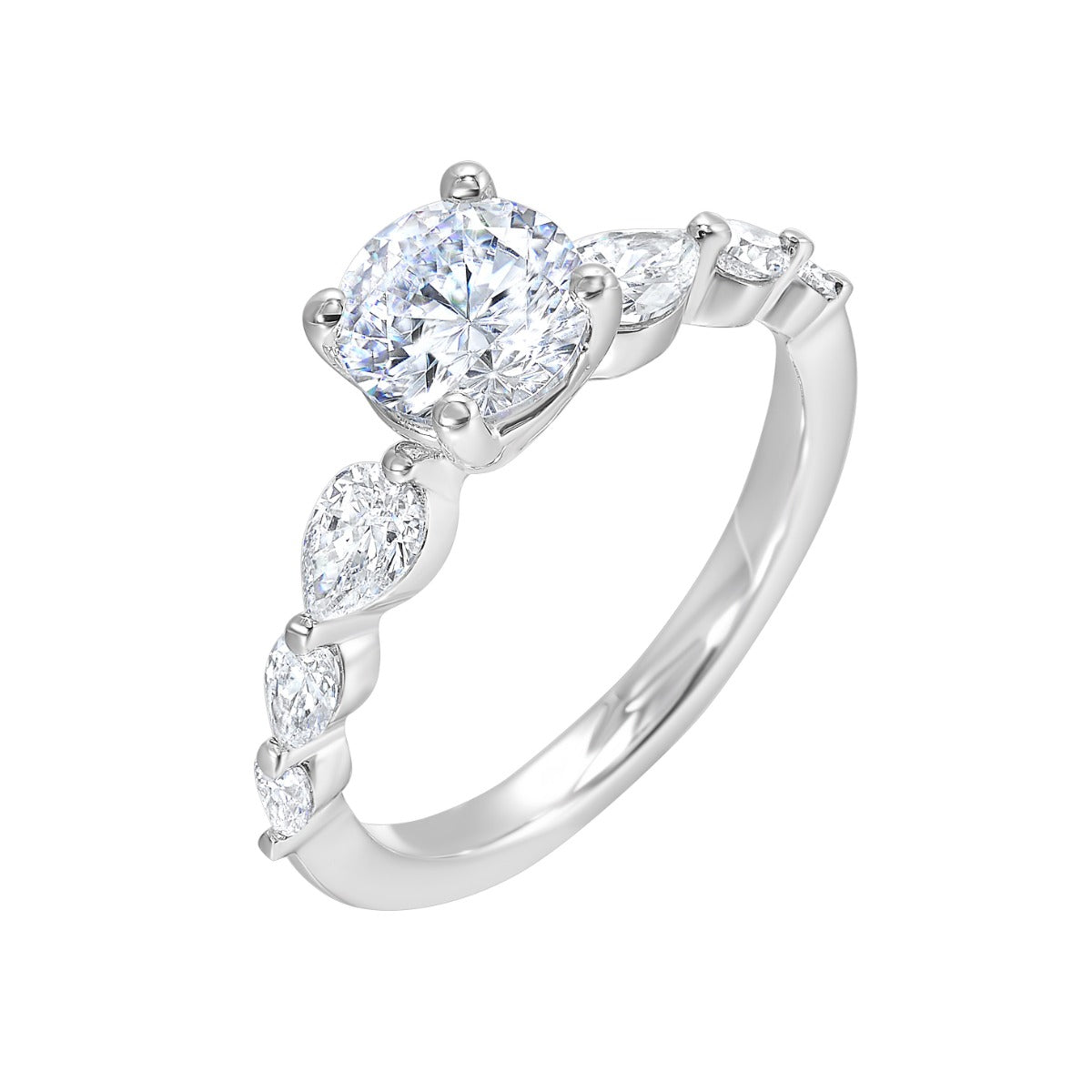 Radiant Harmony Pear Accent Semi-Mount Ring .54 CTW