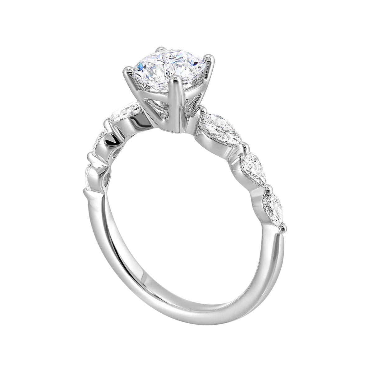 Radiant Harmony Pear Accent Semi-Mount Ring .54 CTW