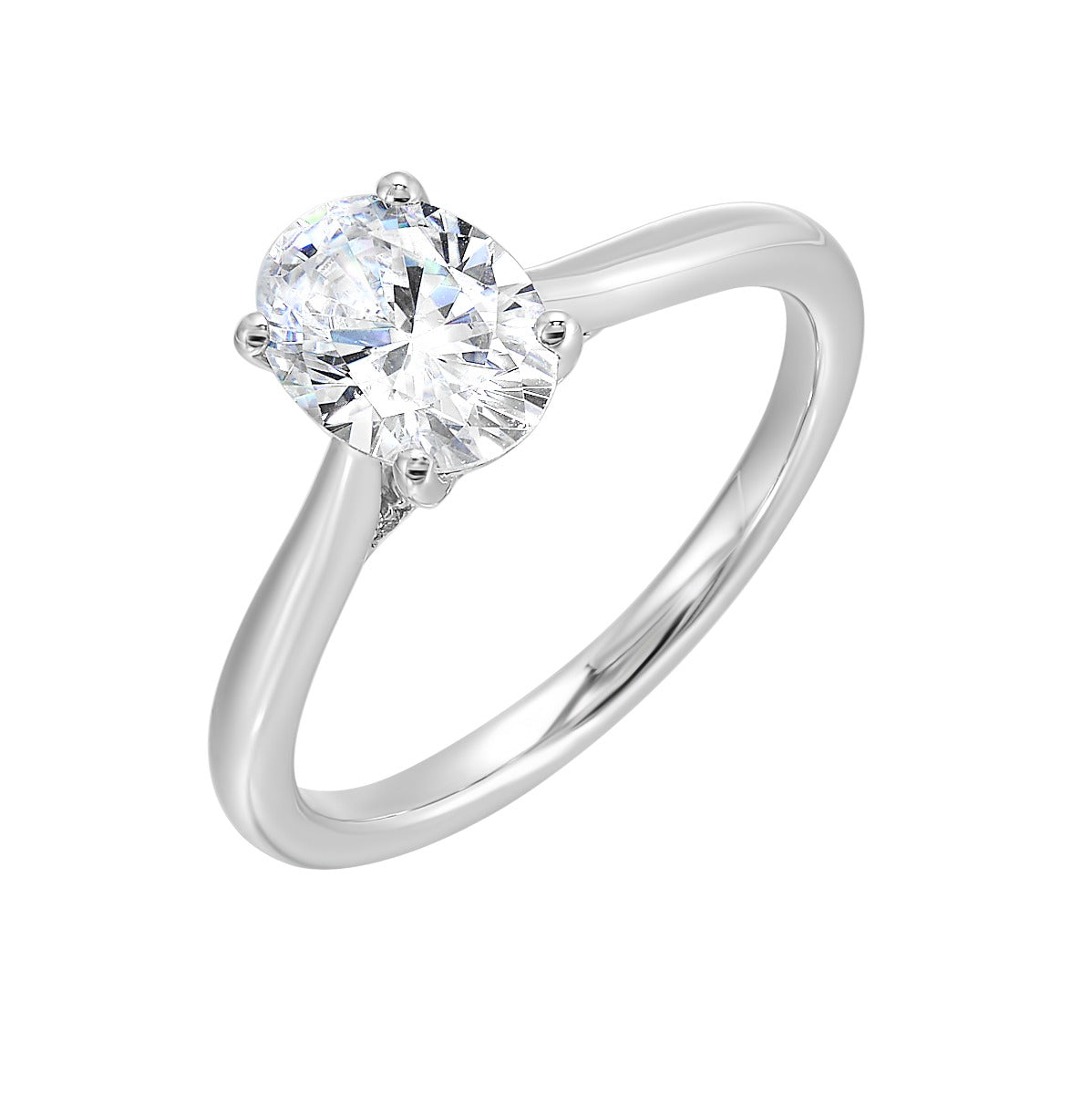 Elegant Oval Solitude Semi-Mount Ring .05 CTW