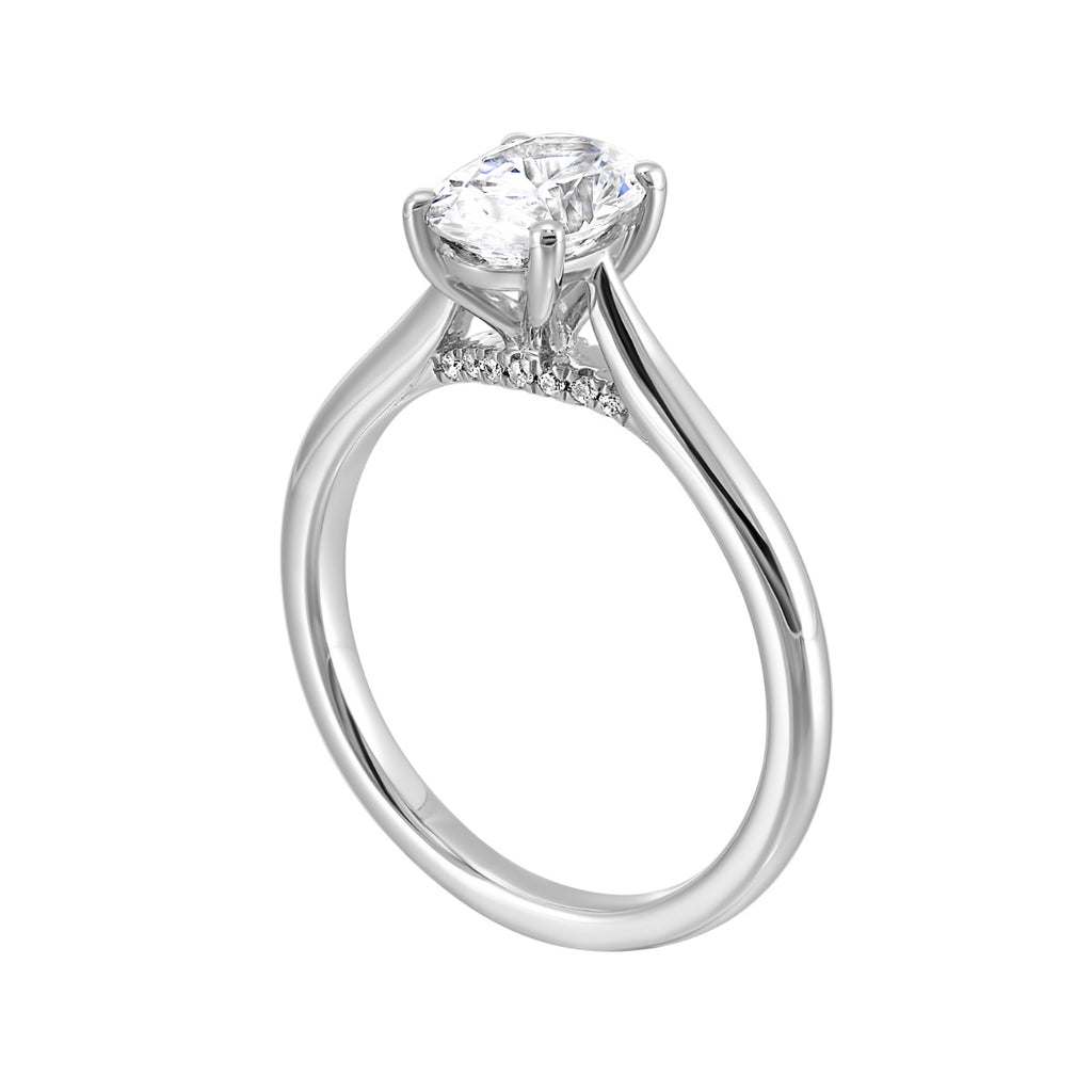 Elegant Oval Solitude Semi-Mount Ring .05 CTW