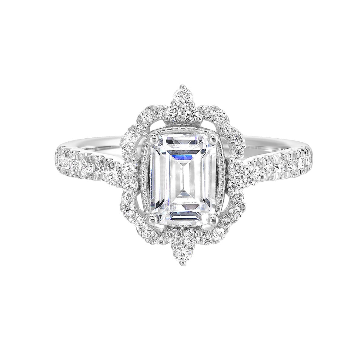 Timeless Emerald Halo Semi-Mount Ring .42CTW