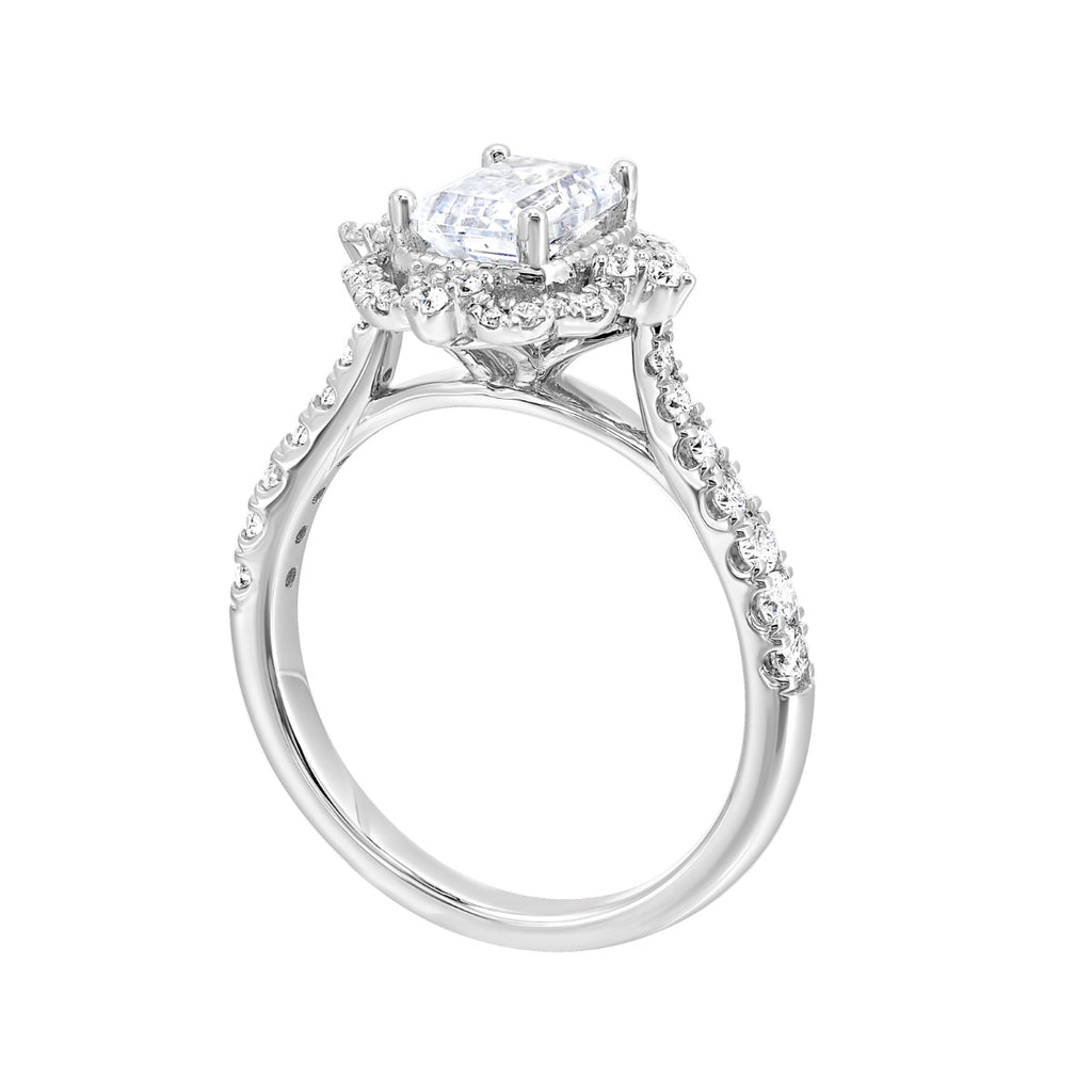 Timeless Emerald Halo Semi-Mount Ring .42CTW
