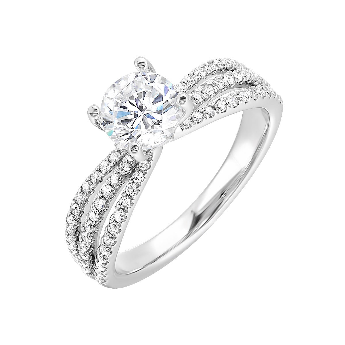 Radiant Harmony Triple Shank Semi-Mount Ring .33CTW