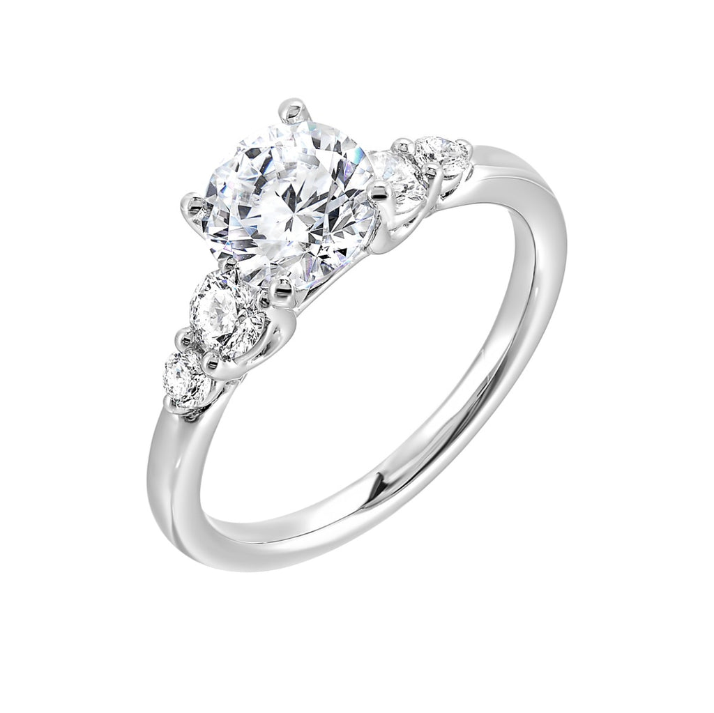 Lustrous Five-Stone Diamond Semi-Mount Ring
