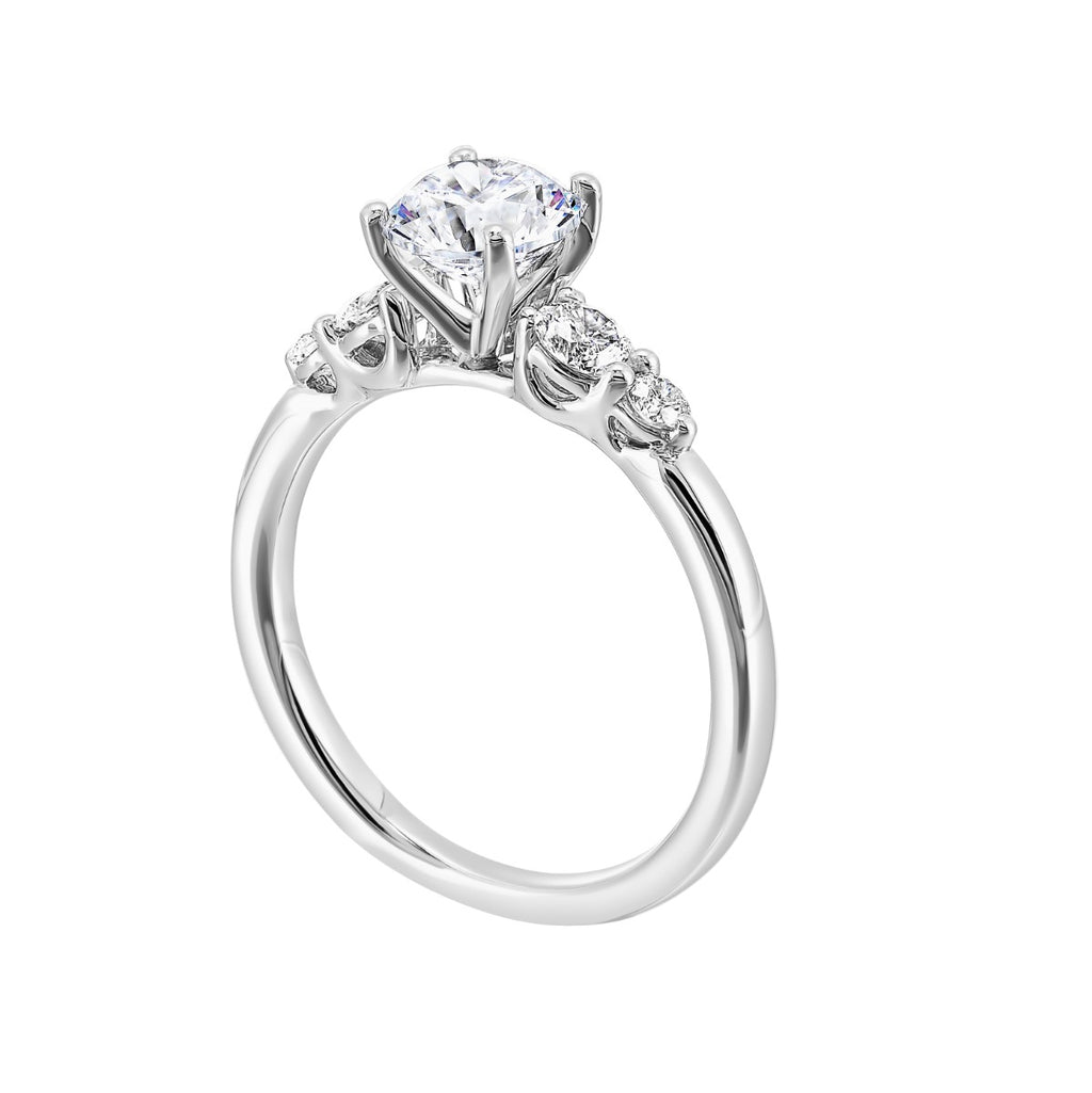 Lustrous Five-Stone Diamond Semi-Mount Ring